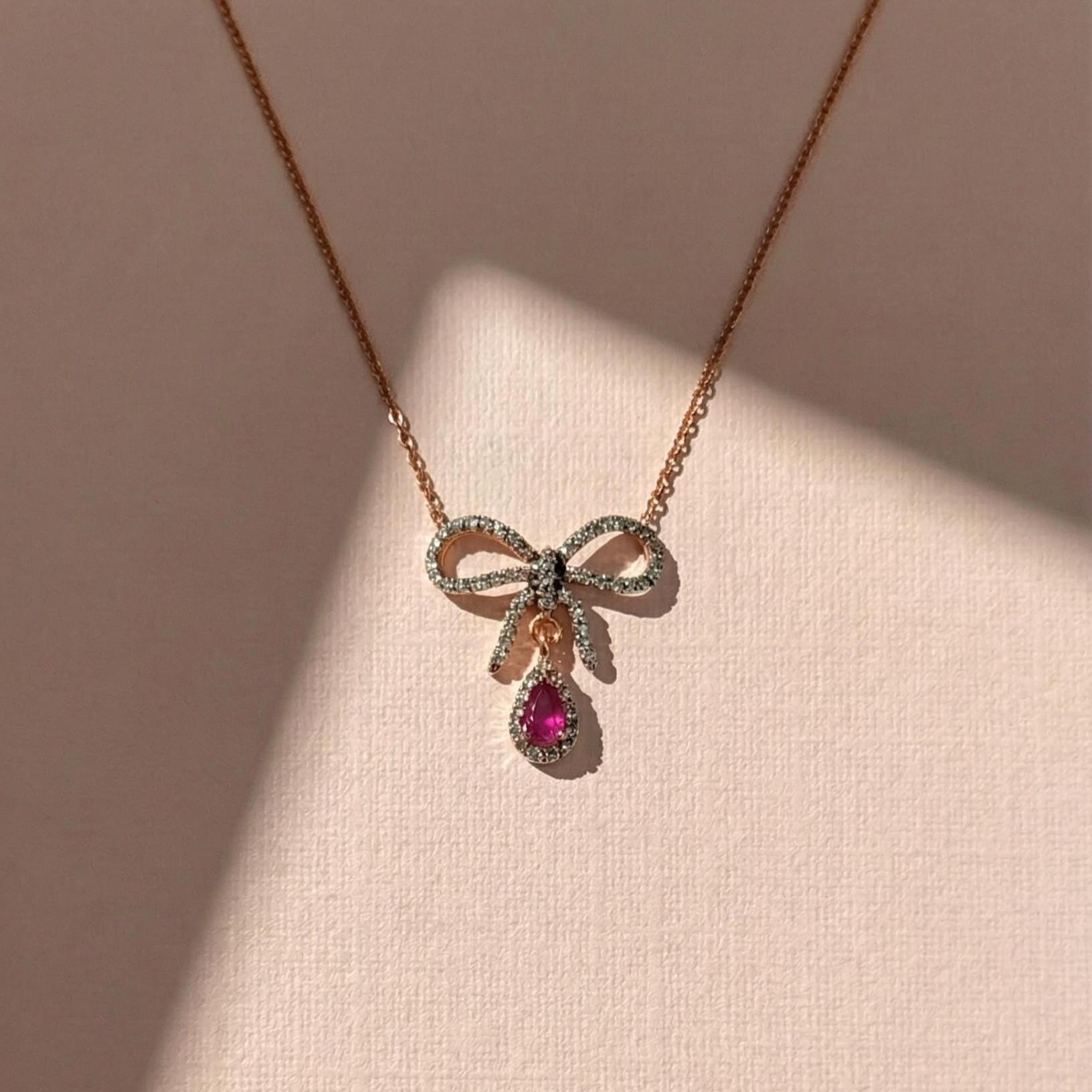Ruby Bow Necklace